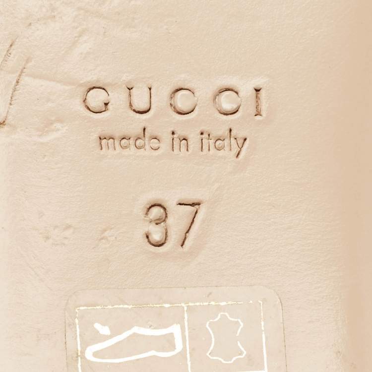 Pre Owned Gucci Cream Leather Web Bow Rose Detail Ballet Flats Size 37