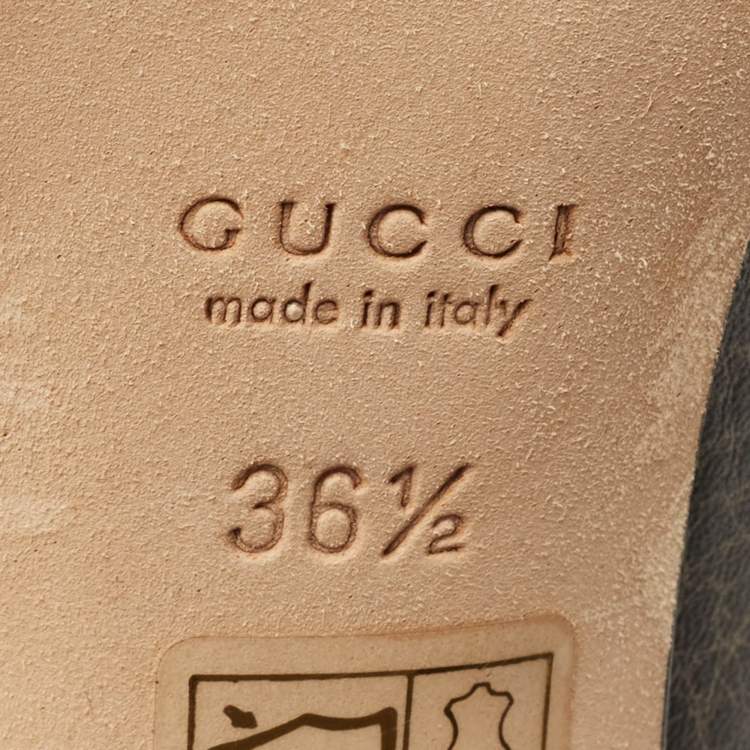 Pre Owned Gucci Grey Leather Bamboo Tassel Knee Boots Size 36.5