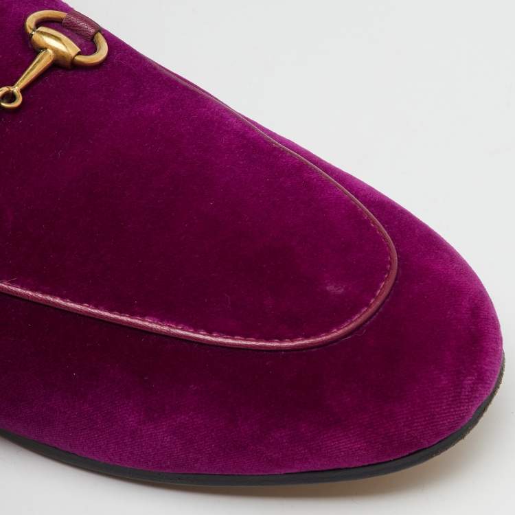 Pre Owned Gucci Purple Fur and Velvet Princetown Mules Size 38
