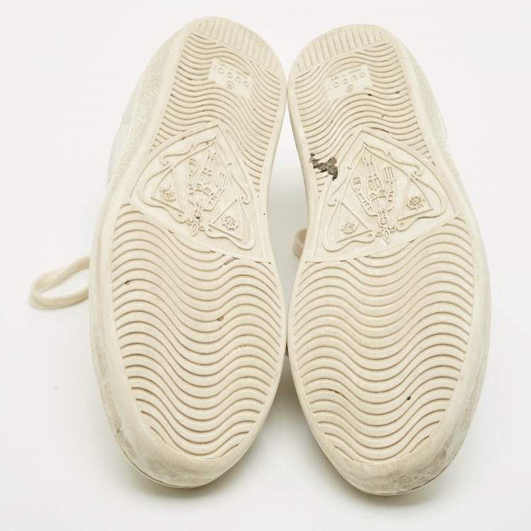 مملوكة مسبقًا Gucci White Leather Ace Bee Embroidered Low Top Sneakers Size 38