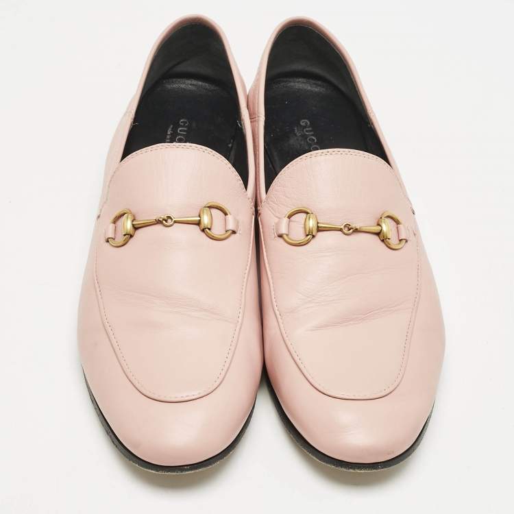 Pre Owned Gucci Pink Leather Horsebit Foldable Loafers Size 41