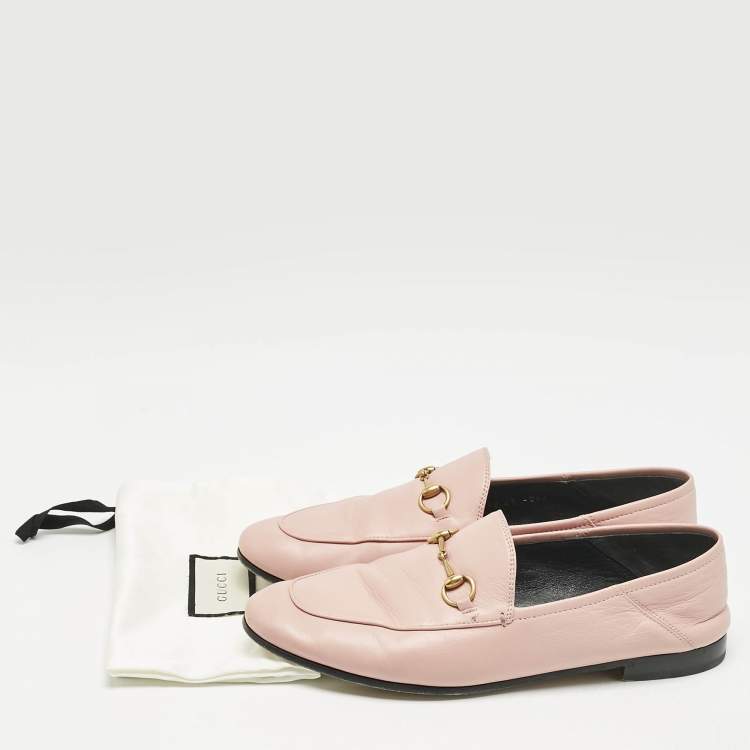 Pre Owned Gucci Pink Leather Horsebit Foldable Loafers Size 41