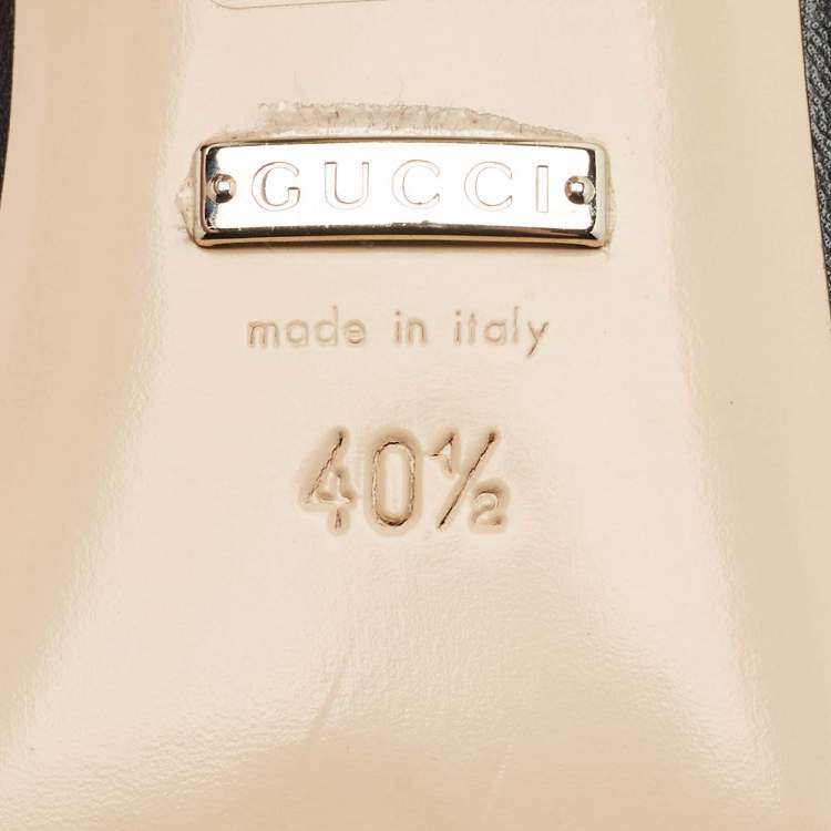 Pre Owned Gucci Black Leather G Crystals Buckle Pumps Size 40.5