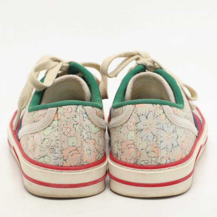 Pre Owned Gucci Multicolor Floral Print Canvas Tennis 1977 Low Top Sneakers Size 37