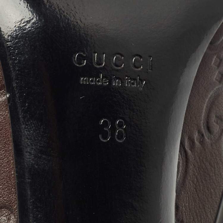Pre Owned Gucci Brown Guccissima Leather Peep Toe Pumps Size 38