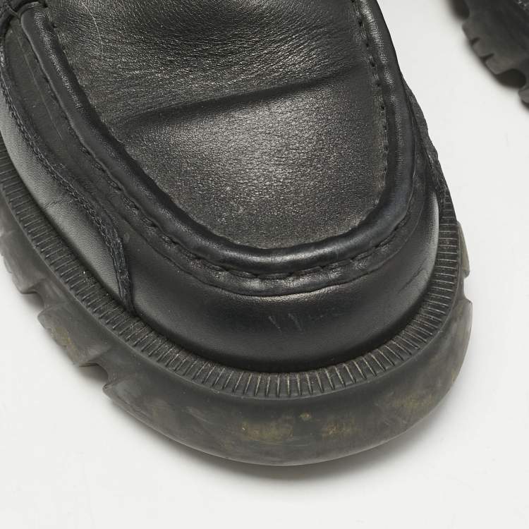 Pre Owned Gucci Black Leather Interlocking G Web Stripe Ankle Boots Size 39.5
