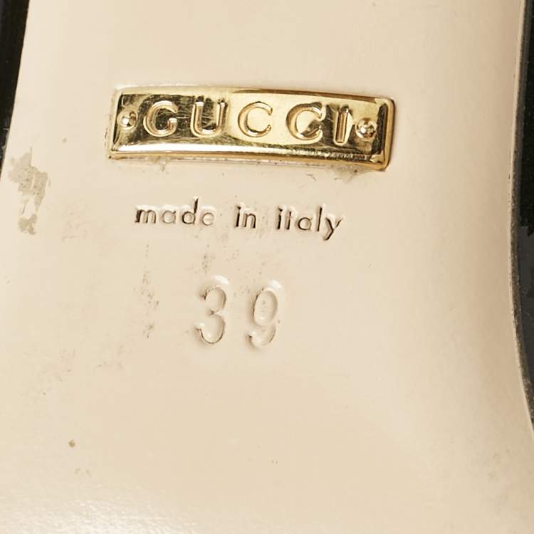 Pre Owned Gucci Black Patent Leather Vernice Pearl Arielle Mary Jane Pumps Size 39