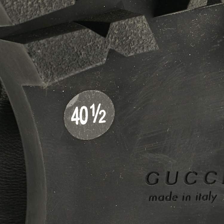 Pre Owned Gucci Black Leather GG Slip On  Loafers Size 40