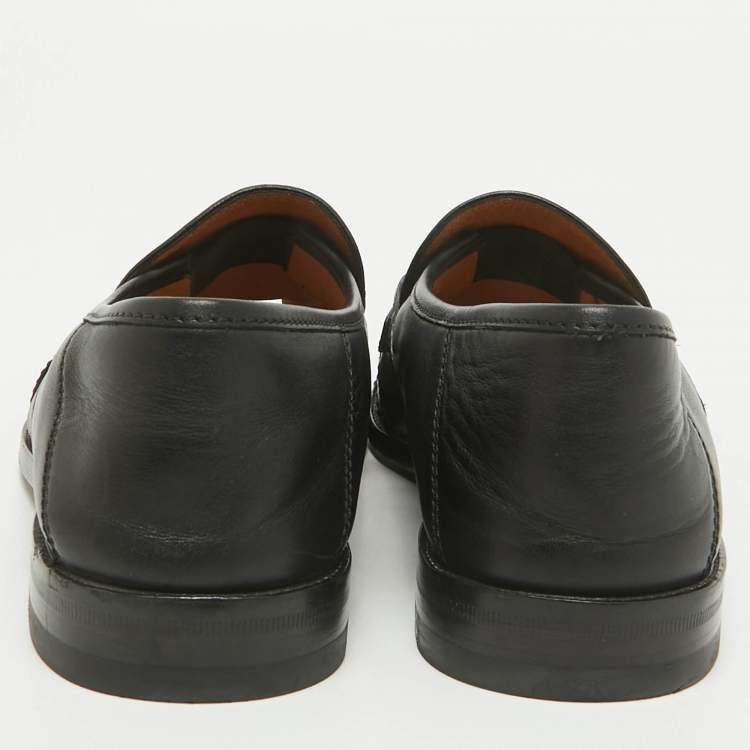 Pre Owned Gucci Black Cut Out Leather Talete Horsebit Slip On Loafers Size 39.5