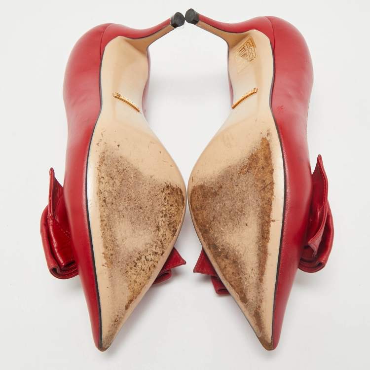 Pre Owned Gucci Red Leather Queen Margaret Pumps Size 36.5