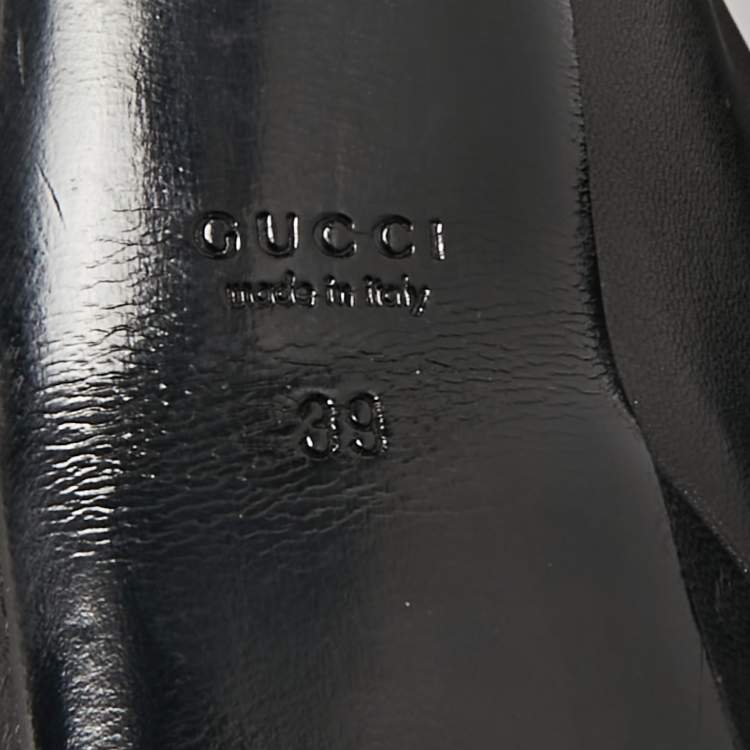 Pre Owned Gucci Black Leather Zipped Ankle Length Boots Size 39