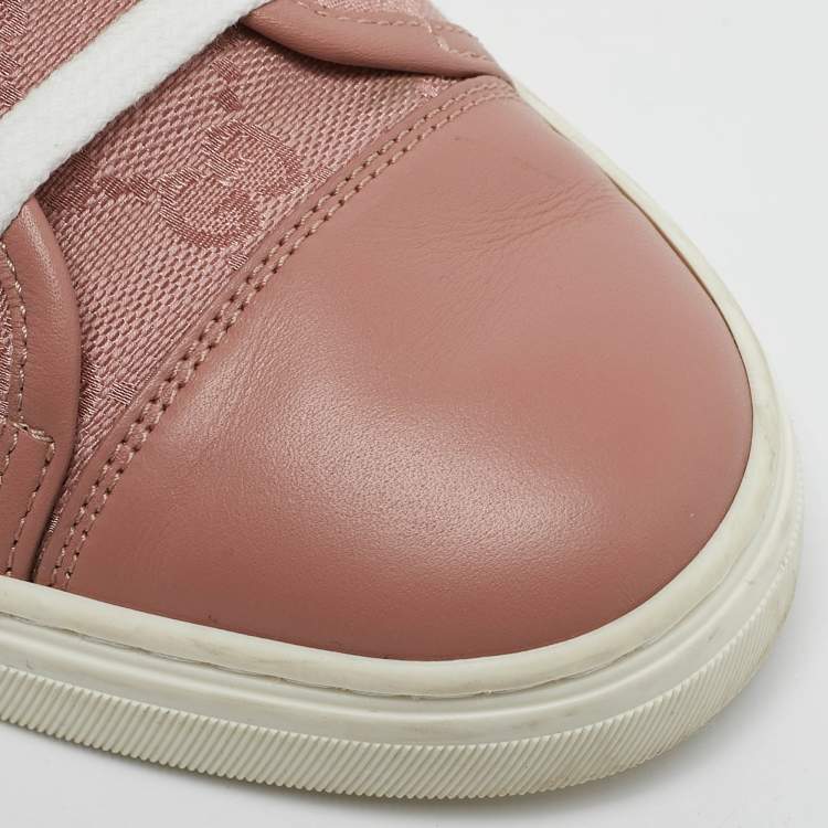 Pre Owned Gucci Pink GG Canvas and Leather Cap Toe Low Top Sneakers Size 36