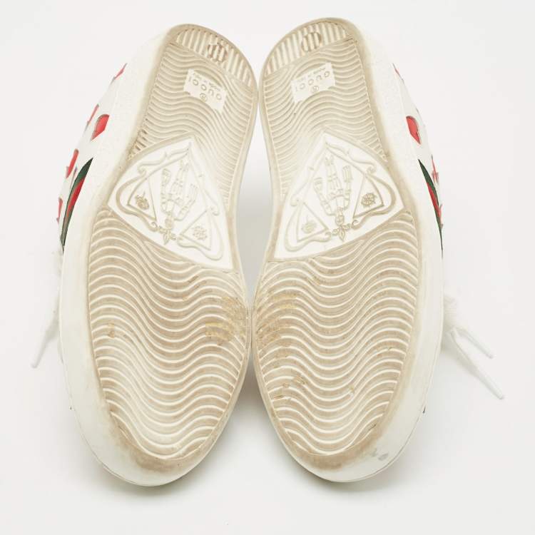 Pre Owned Gucci Multicolor Leather  Ace Hearts Low Top Sneakers Size 37
