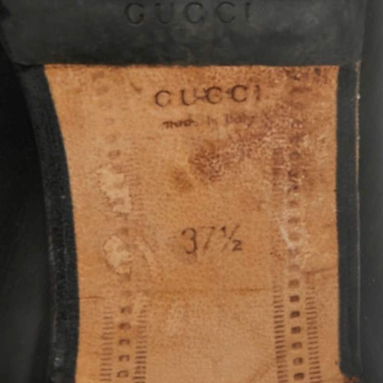 Pre Owned Gucci Black Leather Horsebit Jordaan Loafers Size 37.5