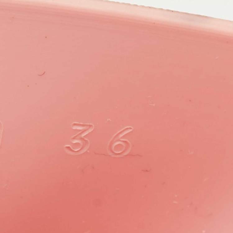 Pre Owned Gucci Pink Rubber Logo Platform Slides Size 36