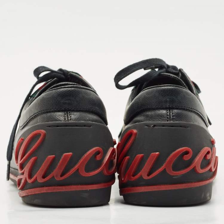 Pre Owned Gucci Black GG Supreme Canvas Classic Web Script Low Top Sneakers Size 39