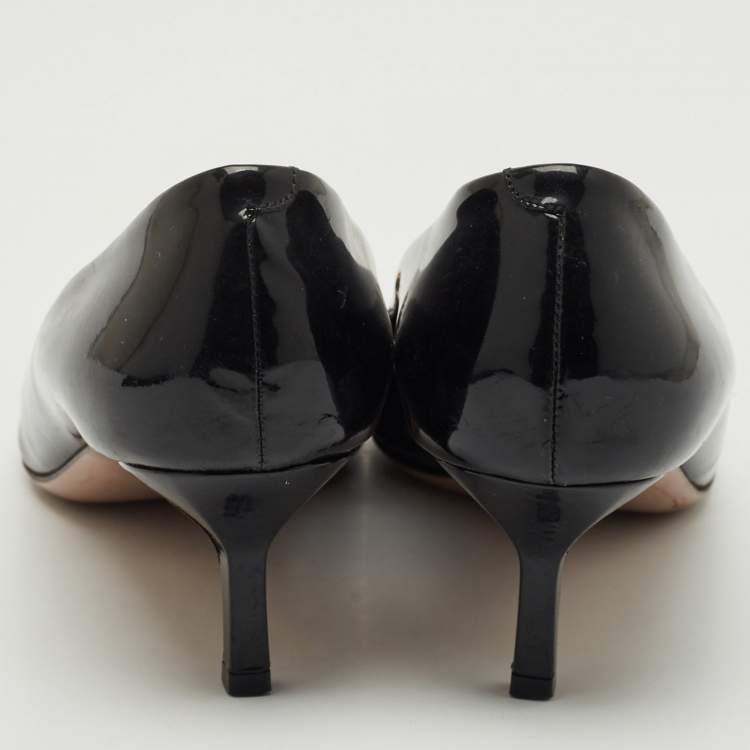 Pre Owned Gucci Black Guccissima Patent Horsebit Hollywood Pumps Size 39