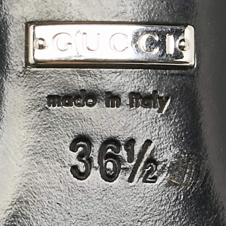 Pre Owned Gucci Black Patent Leather Horsebit Mid Calf Length Boots Size 36.5