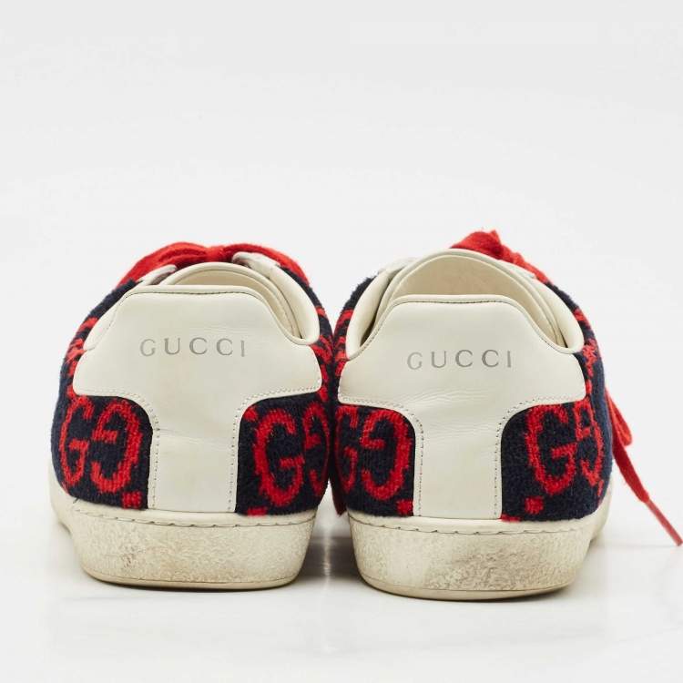 Pre Owned Gucci Tricolor GG Terry Fabric and Leather Ace Sneakers Size 38