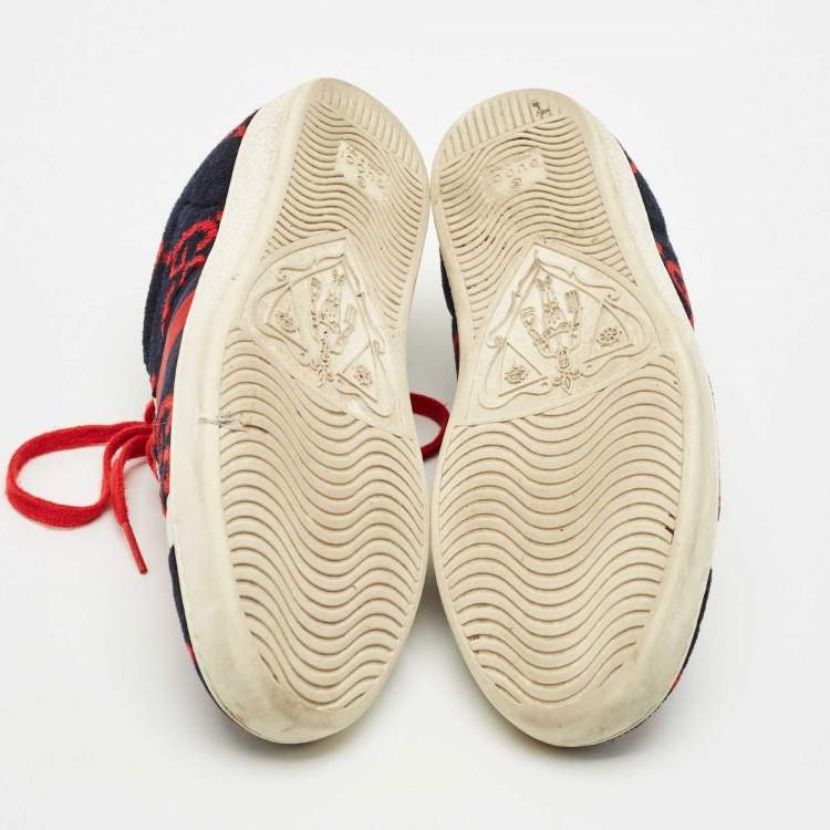 Pre Owned Gucci Tricolor GG Terry Fabric and Leather Ace Sneakers Size 38