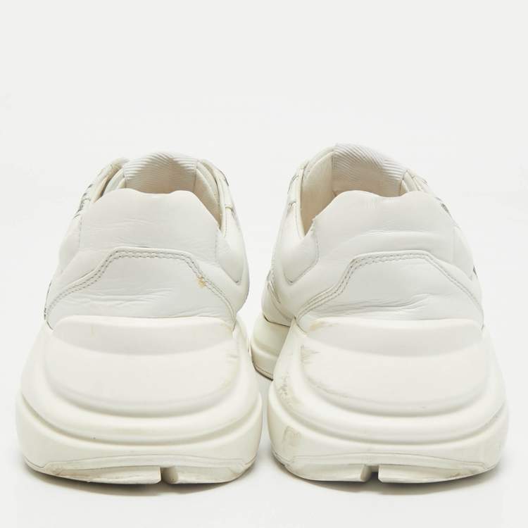Pre Owned Gucci White Leather Mystic Cat Rhyton Low Top Sneakers Size 39.5