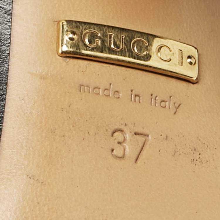 Pre Owned Gucci Black Leather and Canvas Web Loafer Pumps Size 37