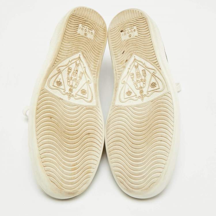 Pre Owned Gucci Brown Canvas And Embossed Python Leather Ace Web Sneakers Size 38