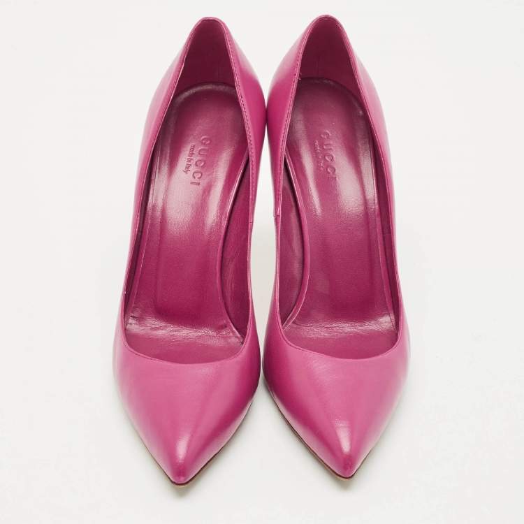 Pre Owned Gucci Purple Leather Brooke Pointed Toe Pumps Size 37