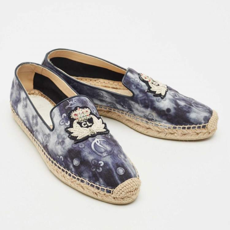 Pre Owned Christian Louboutin Two Tone Fabric Nanou Orlato Espadrille Flats Size 37
