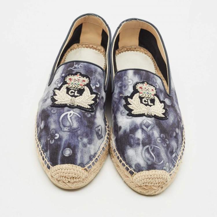 Pre Owned Christian Louboutin Two Tone Fabric Nanou Orlato Espadrille Flats Size 37
