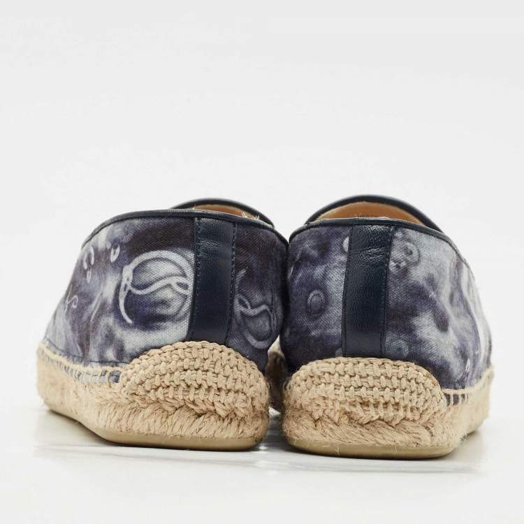 Pre Owned Christian Louboutin Two Tone Fabric Nanou Orlato Espadrille Flats Size 37