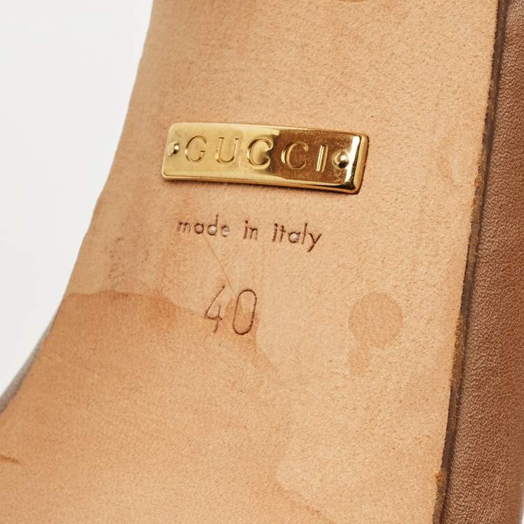 Pre Owned Gucci Brown Leather Bamboo Buckle Ankle Strap Sandals Size 40