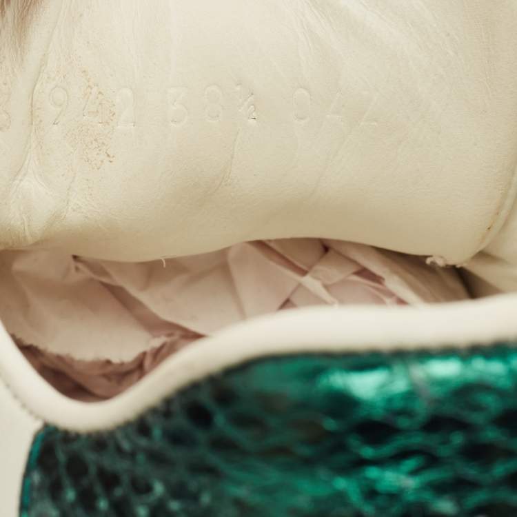 Pre Owned Gucci White Leather Ace Bee Embroidered Low Top Sneakers Size 38.5