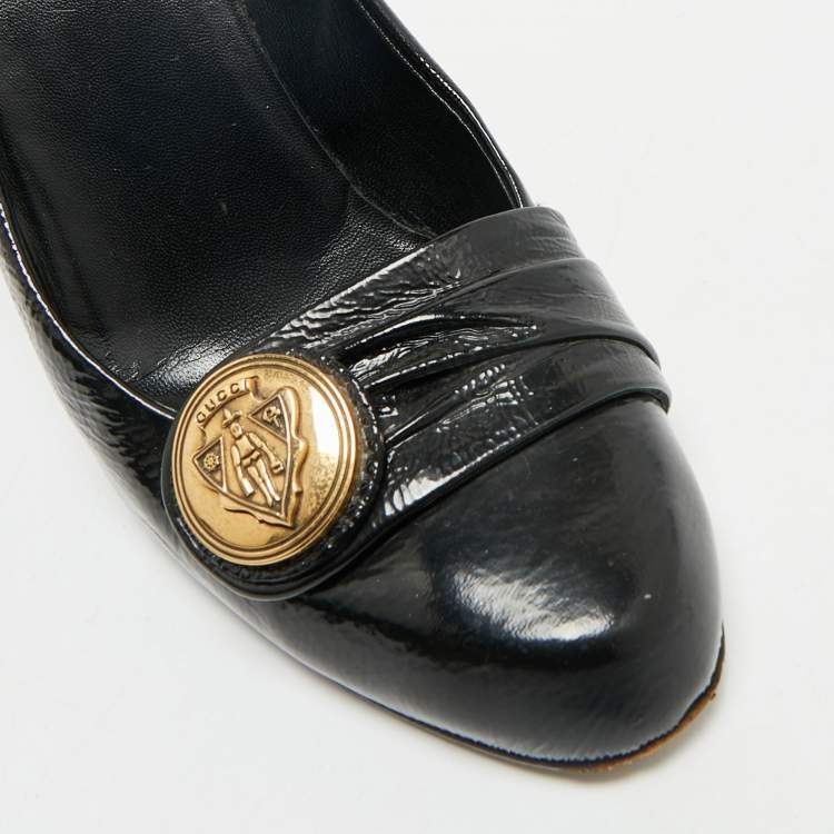 Pre Owned Gucci Black Patent Leather Hysteria Pumps Size 38