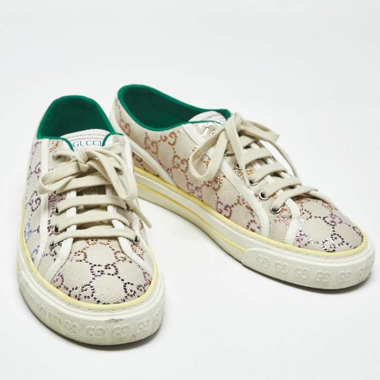 Pre Owned Gucci Multicolor Crystal GG Canvas Tennis 1977 Sneakers Size 40.5