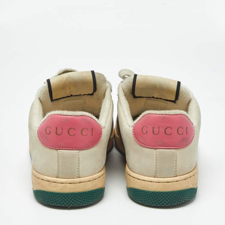 Pre Owned Gucci Multicolor Nubuck Leather and GG Canvas Screener Sneakers Size 37.5