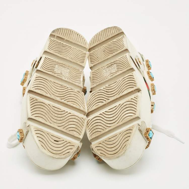 Pre Owned Gucci White Leather Flashtrek Chunky Low Top Sneakers Size 38