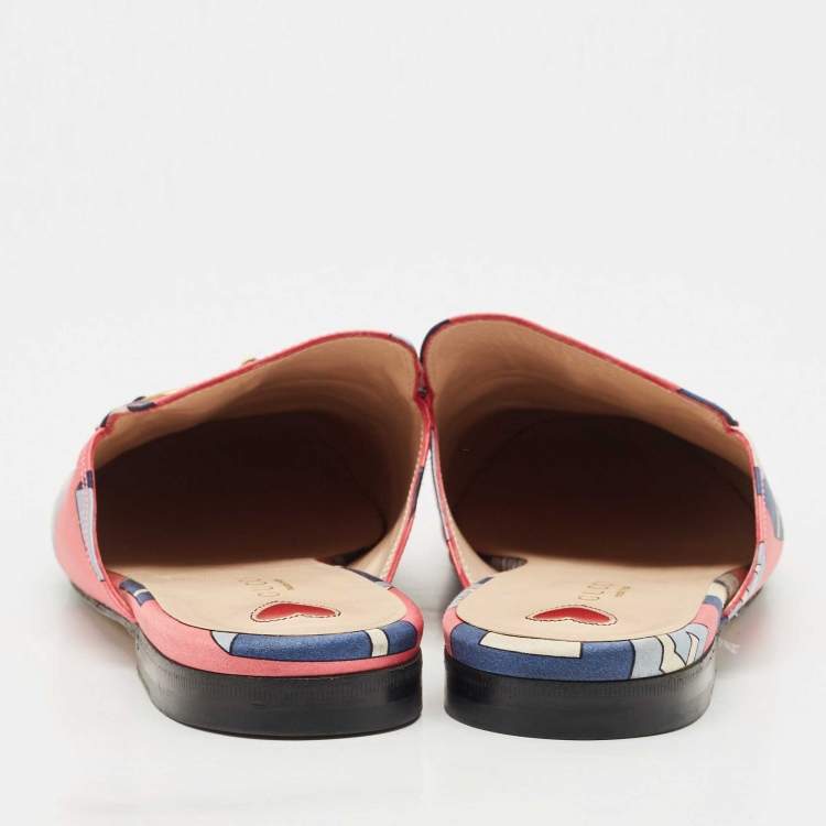 Pre Owned Gucci Multicolor Satin Horsebit Princetown Mules Size 41