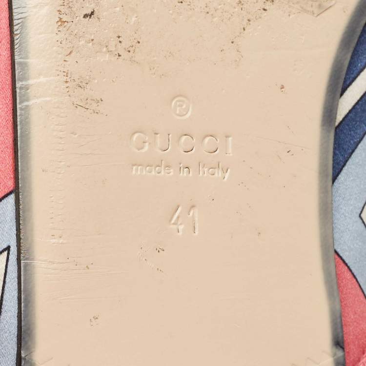 Pre Owned Gucci Multicolor Satin Horsebit Princetown Mules Size 41