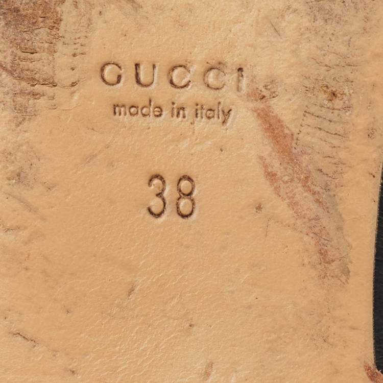 Pre Owned Gucci Black Leather Peyton GG Web Mules Size 38