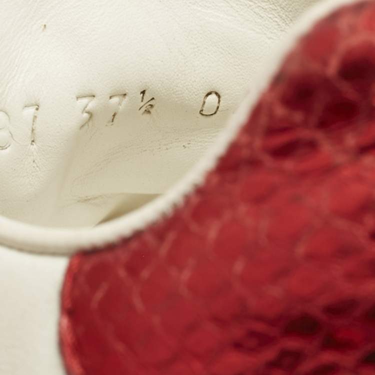Pre Owned Gucci White Leather Pearl Studded Ace Sneakers Size 37.5