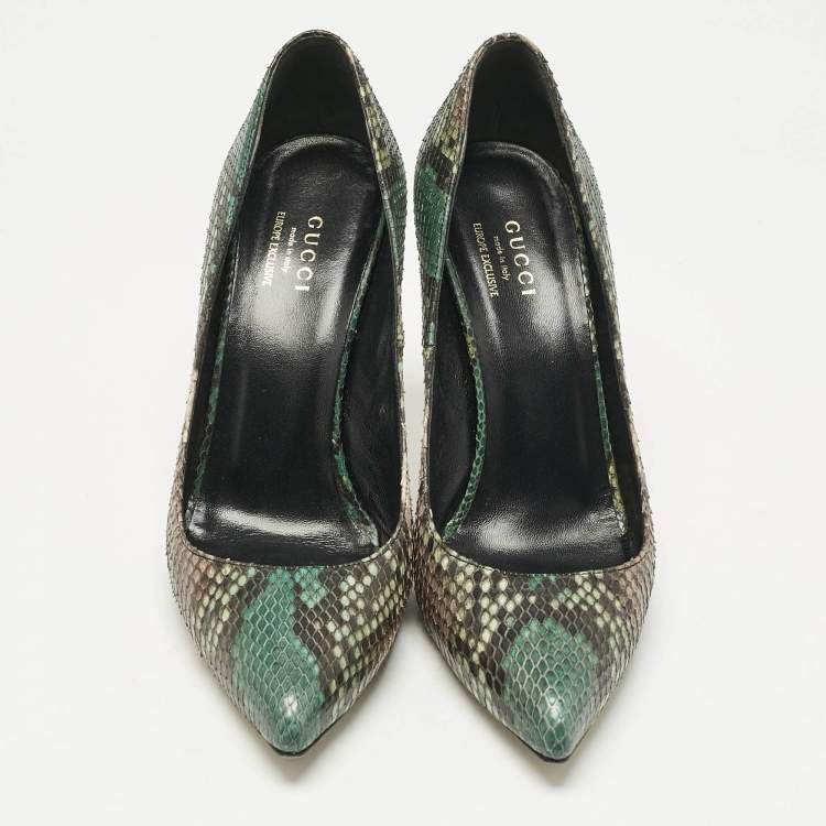 Pre Owned Gucci Multicolor Python Leather Pointed Toe Pumps Size 38.5