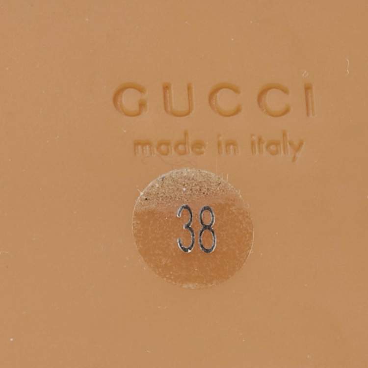 Pre Owned Gucci Beige GG Supreme Canvas Angelina Platform Sandals Size 38