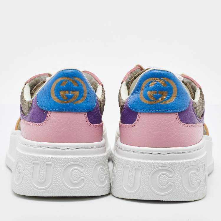 Pre Owned Gucci Multicolor GG Supreme Canvas and Leather Low Top Sneakers Size 39