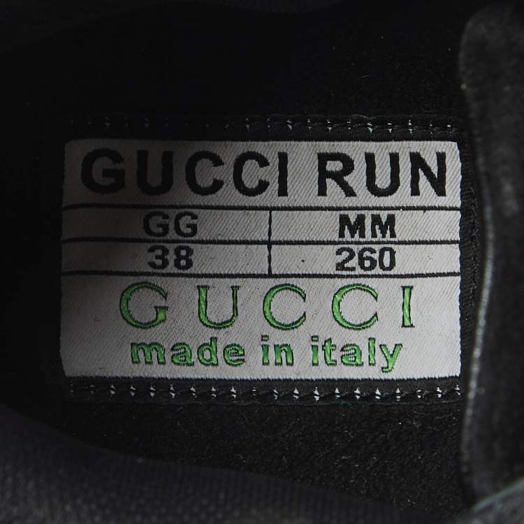 Pre Owned Gucci Black Mesh and Suede Run Crystal Embellished Sneakers Size 38