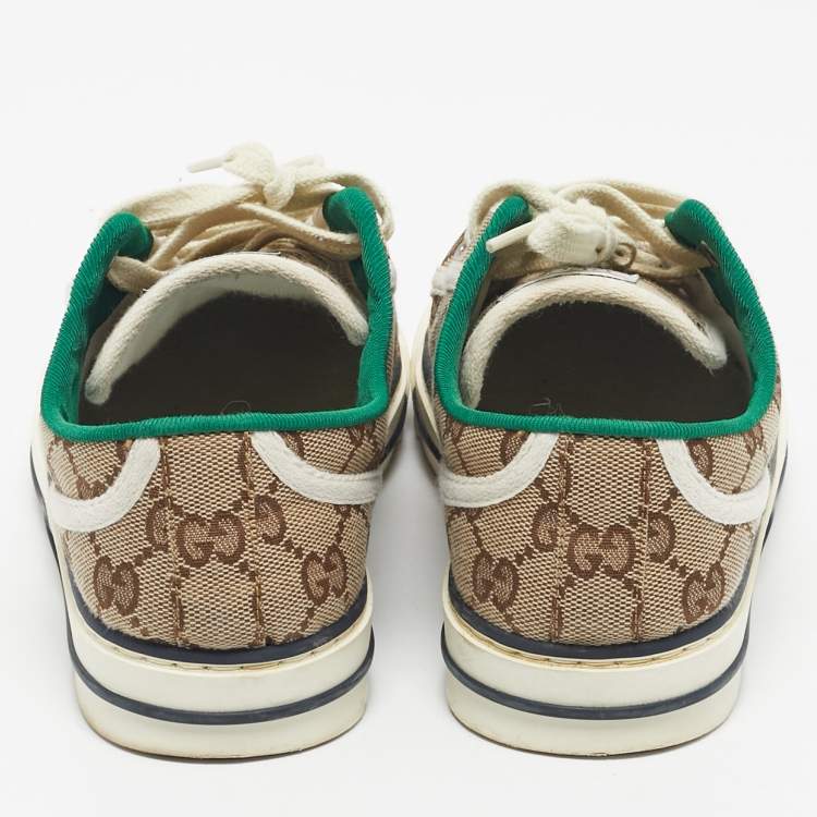 Pre Owned Gucci Beige GG Canvas Tennis 1977 Sneakers Size 37.5