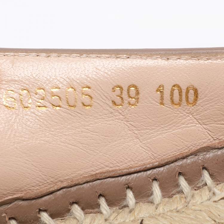 Pre Owned Gucci Nude Pink Quilted Leather GG Marmont Espadrille Flats Size 39