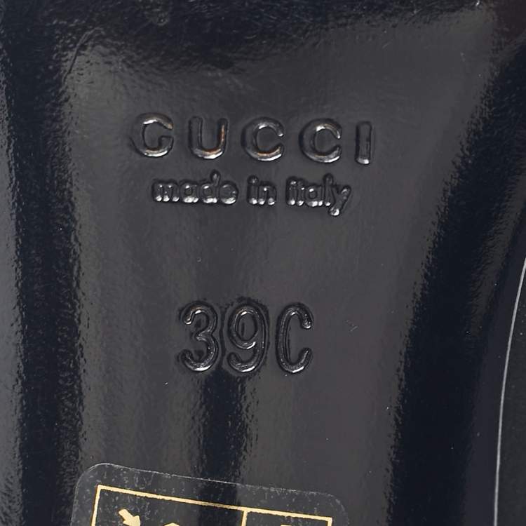 Pre Owned Gucci Black Leather Round Toe Pumps Size 39