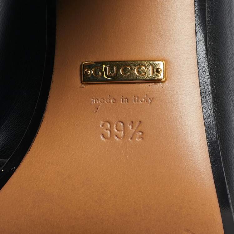 Pre Owned Gucci Black Leather GG Marmont Pearl Embellished Pumps Size 39.5