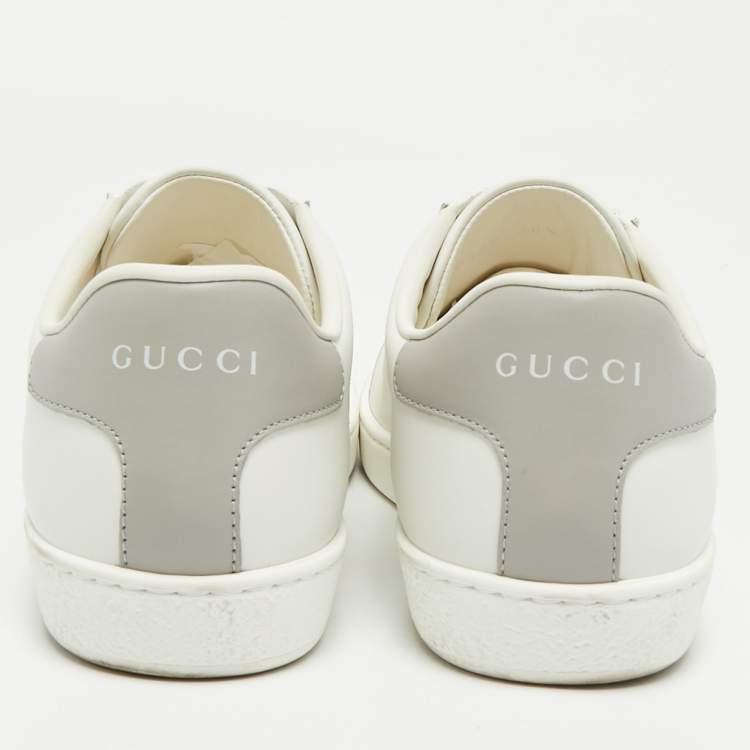 Pre Owned Gucci White Perforated Interlocking G Leather Ace Sneakers Size 38.5